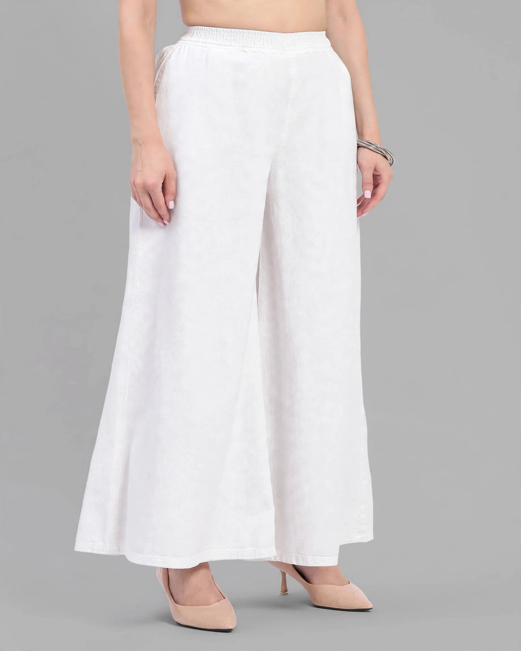 High-Rise Wide Leg Elasticated Denim Palazzo Jeans