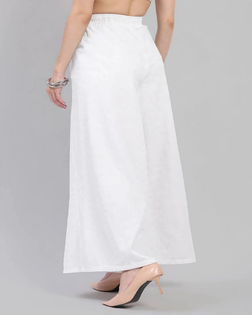 High-Rise Wide Leg Elasticated Denim Palazzo Jeans
